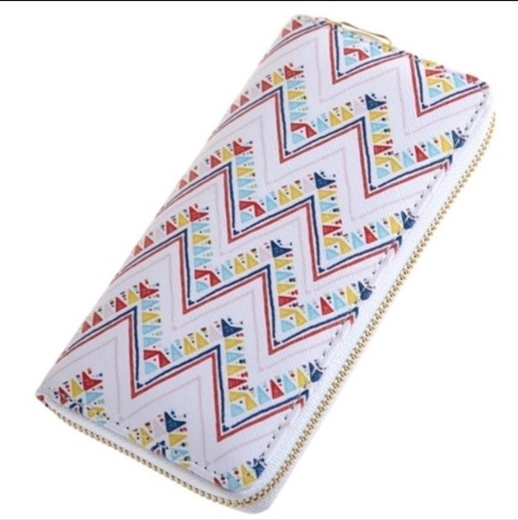 Riah Handbags - Riah Chevron Zip Around Wallet